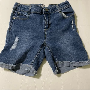Epic Threads blue denim jean stretchy pull on Long Bermuda shorts girls 14 - Picture 1 of 7