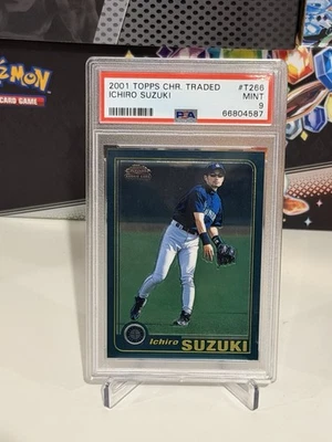 2001 Topps Chrome Traded Ichiro Suzuki #T266 Rookie RC PSA 9 Mint - Image 1 of 2