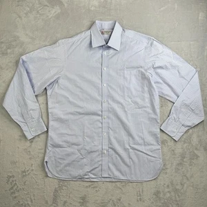 Turnbull & Asser Men Dress Shirt 17 35 Blue White Pink Stripe XL Made In England - Picture 1 of 13