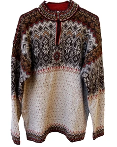 Suéter Intiwara Alpaca Para Hombres Grande L Marrón Isla Justa Simulación 1/4 Cremallera Nórdico Invierno - Imagen 1 de 4