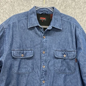 Wolverine Denim Fleece Lined Button Front Shirt Shacket Mens XL Blue Chore Barn - Picture 1 of 11