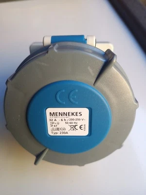 Mennekes 32A 2P+E 230V Wall Mounted Socket IP44+ Mennekes 260 AMTOP Plug  - Image 1 of 3