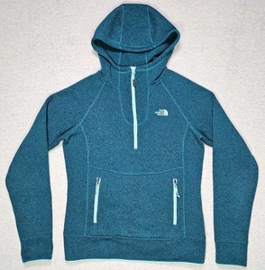 North Face Hoodie Damen Gr. SMALL S grün 1/4 Zip Fleece Sherpa Pullover - Bild 1 von 12