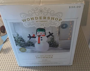 Bufanda muñeco de nieve iluminada autoinflable soplada por aire de 6' pájaro Navidad - Imagen 1 de 2