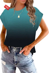 Womens Casual Dressy T Shirts Cap Sleeve Workout Clothes, Trendy, Going Out - Picture 1 of 26