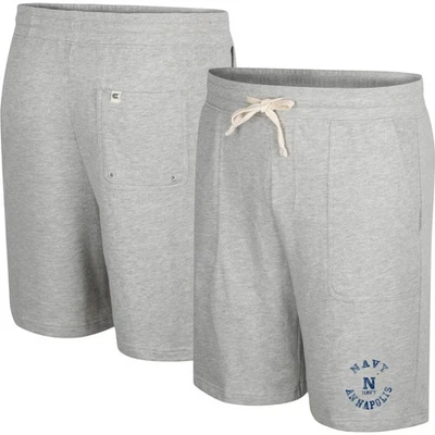 Men's Colosseum Heather Gray Navy Midshipmen Love To Hear This Terry Shorts - Image 1 of 3