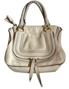 Chloe Marcie Handbag Shoulder Bag Tote Bag Beige Leather Authentic Italy - Picture 1 of 20