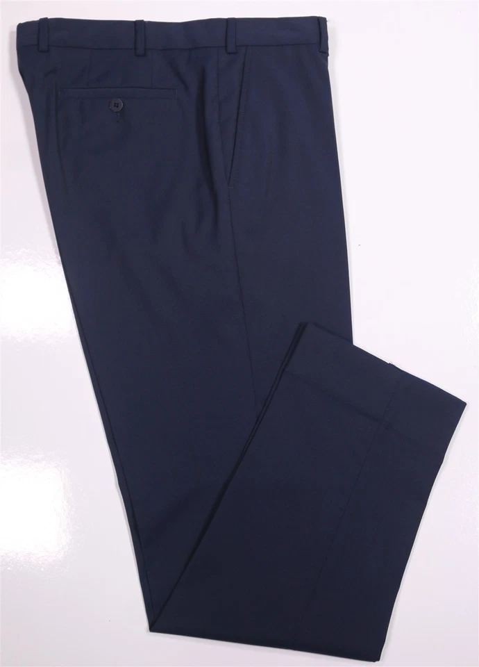 Pal Zileri Current Navy Blue Woven Wool Flat Front Slim Fit Dress Pants 36x31 - Image 1 of 4