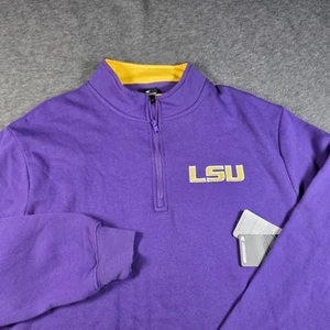 NWT Colosseum LSU Tigers Mens L Quarter-Zip Pullover Sweater Purple NEW - Picture 1 of 6