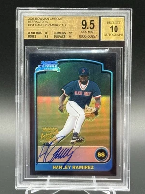 2003 Bowman Chrome HANLEY RAMIREZ 1st Auto Refractor BGS 9.5 Auto 10 - Image 1 of 2