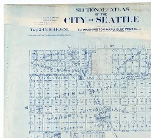 1900 SEATTLE Map  NORTH BEACON HILL  - MT BAKER  (24x22) ORIGINAL WASHINGTON - Picture 1 of 7