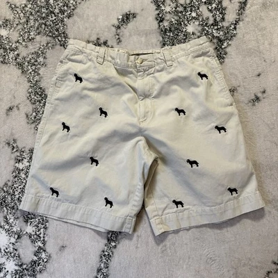 Pantalones cortos Berle lavados apedreados y golpeados para hombre talla 36 beige bordado para perros Foto 1 de 4
