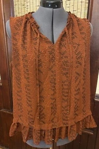 Apt 9 ärmelloses braunes strukturiertes Rüschen-Top Tanktop für Damen Größe Large - Bild 1 von 2