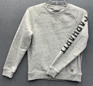 Carhartt Relaxed Fit Sweatshirt Women’s M ( 8-10 ) Crewneck Block Logo Sleeve - Picture 1 of 15