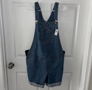 Old Navy Women’s L Maternity Denim Overalls Shorts Shortalls New NWT - Picture 1 of 3