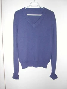 Boy long sleeve blue gray V-neck sweater, sz 10 to sz 12, wool blend, md Belgium - Picture 1 of 2