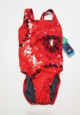 Speedo Girls Burst Drop Back PowerFLEX Eco One Piece Swimsuit 7719638 Sz 6/22 - Image 1 of 2