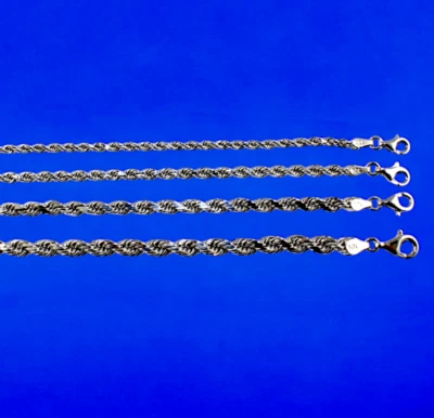 10K White Gold Rope Bracelet Chain Diamond Cut Real Gold Italian 2mm-7mm 7"-9" - Image 1 of 4