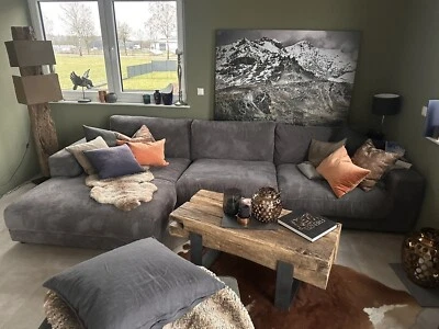 Eckcouch Cubico Cord Anthrazit 350x190 cm Recamiere links Ecksofa - Bild 1 von 3