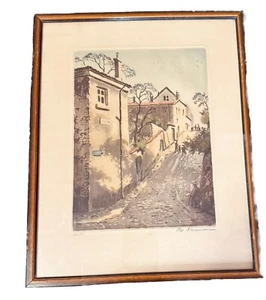 VINTAGE TOURNEUR RADIERUNG IN FARBE PARIS FRANKREICH STRASSE LIMITIERTE AUFLAGE GERAHMT - Bild 1 von 4