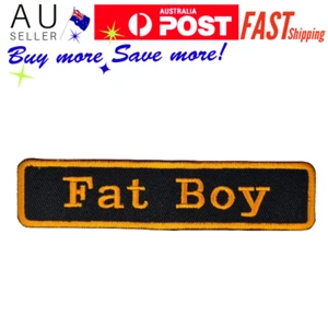 Fat Boy Iron on Patch Rectangular Black Golden Yellow Letter 10.3×2.4×0.1cm(1.2g - Picture 1 of 3