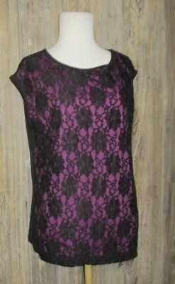 George Sz большой черный фиолетовый кружева цветочный верхний шикарный прихотливый Y2K панк-рок - Изображение 1 из 4