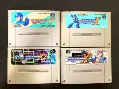 Lot 4 Nintendo Super Famicom SFC Mega Man Rockman X X2 X3 7 SNES Games Set Japan - Image 1 of 4