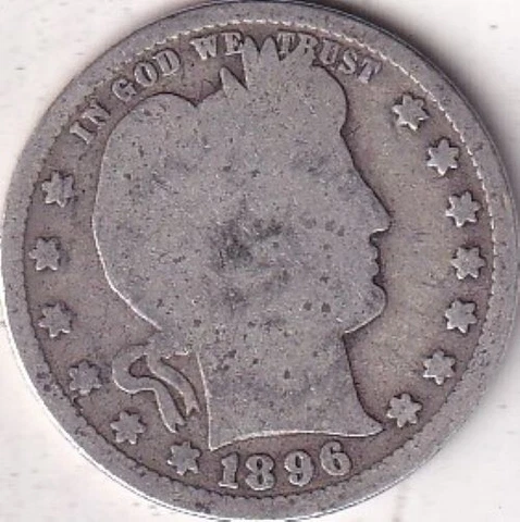 1896 SILVER Barber Quarter - G - #204 - BEAUTIFUL COLOR - BEAUTIFUL COIN Cover