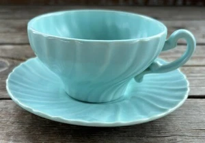 Franciscan Coronado Aqua Swirl Matte Tea/Coffee Cup And Saucer - Picture 1 of 6