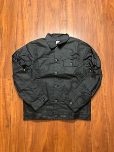 Flint And Tinder Flannel Lined Waxed Trucker Jacket Mens Size Medium Black - Picture 1 of 8
