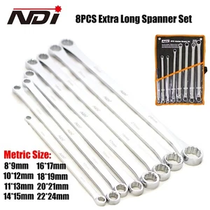8 PCS Extra Long Aviation Spanner Set Double Ring Wrench 8-24mm + Pouch ND-0330 - Picture 1 of 3