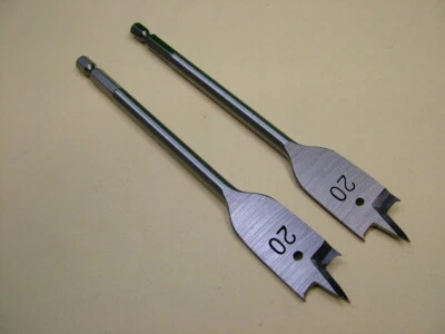 DIAMONDJACK Pack of 2 Flat wood bit spade drill 20mm triple cut centre point 2 wing cutters