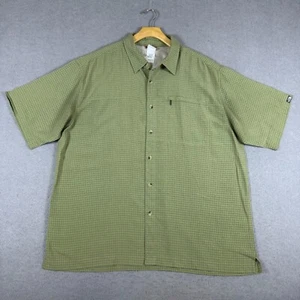 The North Face Mens XL Green Gingham Button Up Short Sleeve Zip Pocket Shirt - Picture 1 of 8