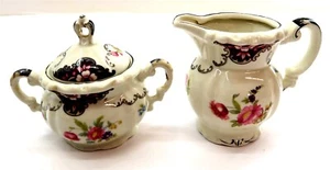 MITTERTEICH Sugar Bowl and Creamer set Bavaria Germany w/ Purple Floral Pattern - Picture 1 of 9
