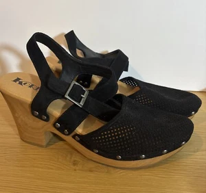 Korks Abloom Plateau Nieten Clogs Keilabsatz Sandalen schwarz Damengröße 10 - Bild 1 von 6