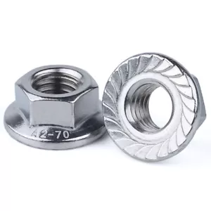 Tuercas de brida hexagonal métrica de acero inoxidable M3 M4 M5 M8 M10 M12 A2 304 DIN6923 - Imagen 1 de 4