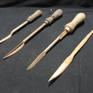 Bundle of 4 Vintage Engineers Hand Scrapers with Wooden Handles - Picture 1 of 5