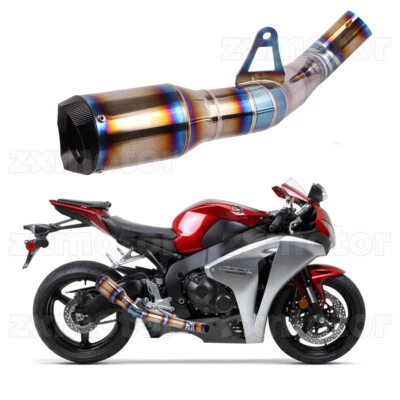 Blue Titanium Alloy Exhaust Link Pipe Muffler for Honda cbr1000rr 2008-2016 - Image 1 of 4