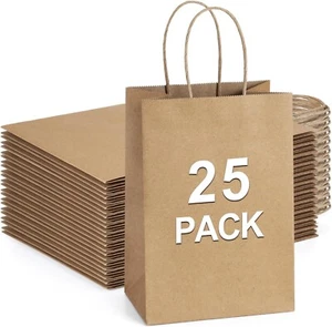 BagDream Small Gift Bags 25 Pcs, 5.25" x 3" x 8" - Picture 1 of 2