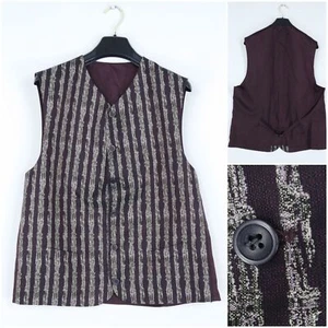 Mens Waistcoat Large Size US 44 Burgundy Striped Formal Dress Vest - Picture 1 of 10