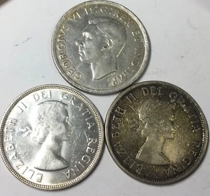 1938 1954 SWL & 1955 SWL Trio Canada Collectible Silver Dollars George VI EIIR - Picture 1 of 2