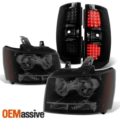 Faros Fit Negro Ahumado 07-14 Suburban Tahoe Lámparas + Lámpara de Freno Trasero LED Foto 1 de 4