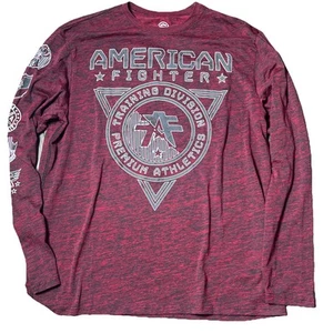 American Fighter Long Sleeve Shirt Men’s Maroon MMA Athletic Graphic Tee - Picture 1 of 11