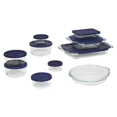 Pyrex 19PC Glass Bakeware Food Storage Set 3QT Clear Bake Microwave Safe - Imagem 1 de 2