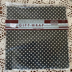 Vintage neu in Verpackung Wrapwell Geschenkpapier für alle Anlässe schwarz & weiß gepunktet - Bild 1 von 3