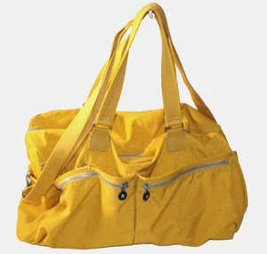 Kipling Mustard Yellow Nylon  Travel Weekender Duffle Bag w/ Shoulder Strap - Picture 1 of 22