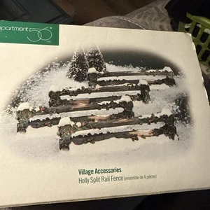 DEPT 56 Village Accessories 4 piezas HOLLY SPLIT RAIL VALCE Caja Original #52722 - Imagen 1 de 8