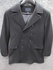 Banana Republic Peacoat Mens Large Black Wool Blend Double Breasted Jacket Coat - Picture 1 of 18