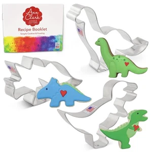 Dinosaur Cookie Cutters 3-Pc. Set Made in USA by Ann Clark, T-Rex, Brontosaur... - Picture 1 of 7