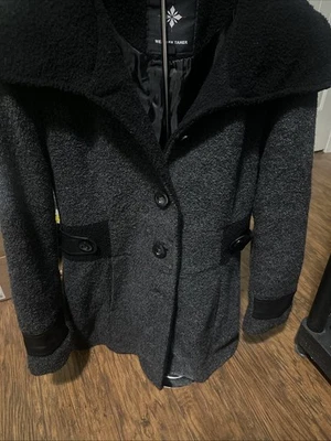 Abrigo para mujer WEATHER TAMER mezcla de lana gris y negro talla M Foto 1 de 4